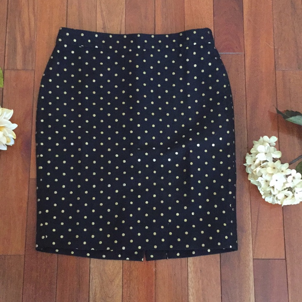J. Crew Gold Polka Dot The Pencil Skirt SZ 6